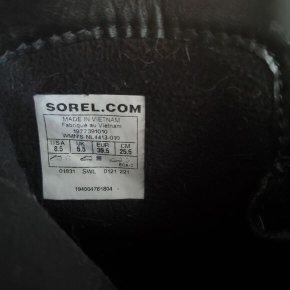 Sorel Lennox Boots Women's Size 8.5 Black White Waterproof Leather Shearling - Picture 8 of 16